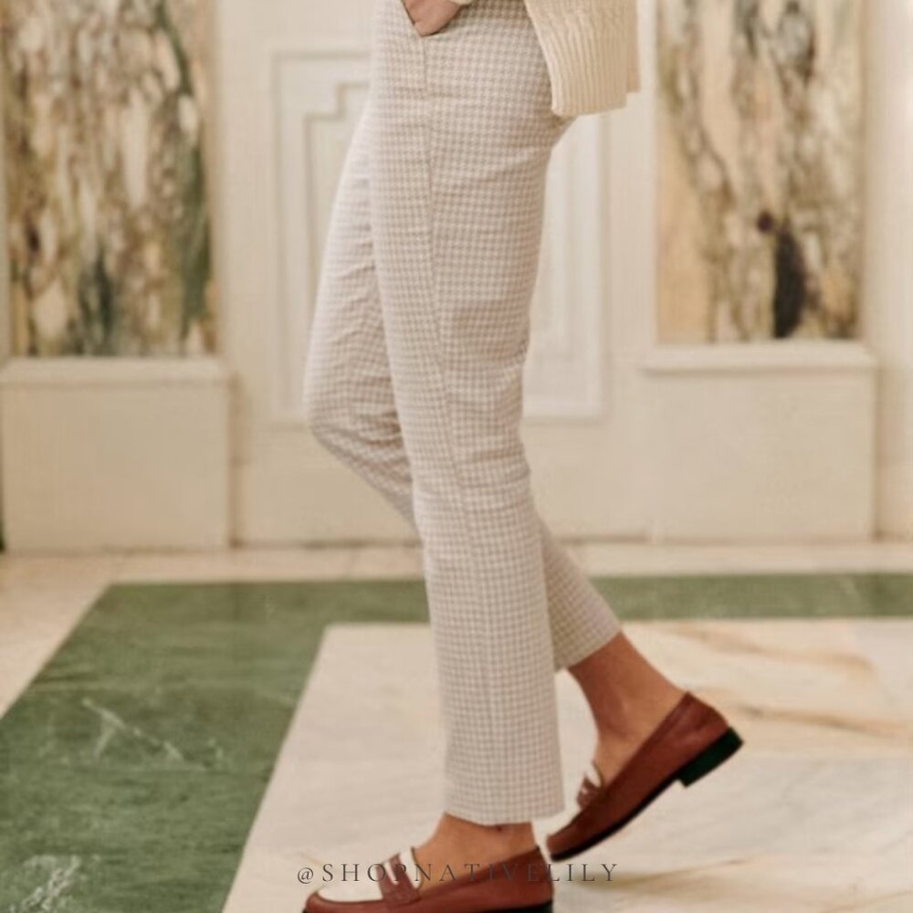 Sezane Beige Checkered Trousers